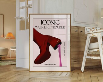 Trendy Girly Boot Poster, Collage Apartment Print, Y2k Fashion Print, Feminist Quote, Stylish And Cool Girl Aesthetic Magazine Cover, image 1