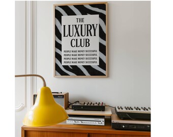Luxury Club Zebra Print Poster, Black and White Wall Art, Luxury Fashion Print, Hypebeast Aesthetic, Retro Print, Trendy Black White Quote, image 5