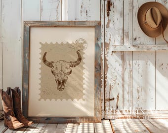 Western Bull Skull Poster | Rustic Country Wall Art | Boho Western Decor | Vintage Desert Print | Southwestern Home Style, image 3