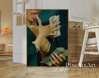 Woman with Money Poster | Y2K Glam Feminine Power Aesthetic Print, High Fashion Empowered Woman Art, Rich Girl Decor | Baddie Poster, image 6