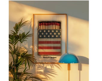 American Flag Matchbox Poster, Vintage American Wall Art, Patriotic Rustic Printable, Retro USA Decor, 4 of July Print, Memorial Day Decor, image 5