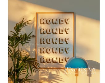 Retro Howdy Print Beige, Western Typography Wall Art, Neutral Aesthetic Poster, Southern Decor, Minimalist Western Print, Rustic Wall Art, image 8