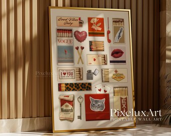Collage Matchbox Print, Collage Wall Art, Retro Print, Aesthetic Collage Decor, Vintage Poster for Dorm Room, Trendy Wall Art, Vintage Print, image 10