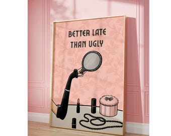 Makeup Poster, Retro Girly Wall Art, Lipstick Print, Feminine Dorm Art, Chic Perfume Illustration, Preppy Vanity Wall Art, Feminist Poster, image 3