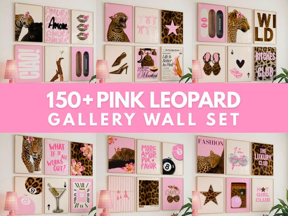 150+ Pink Leopard Gallery Wall Art Set