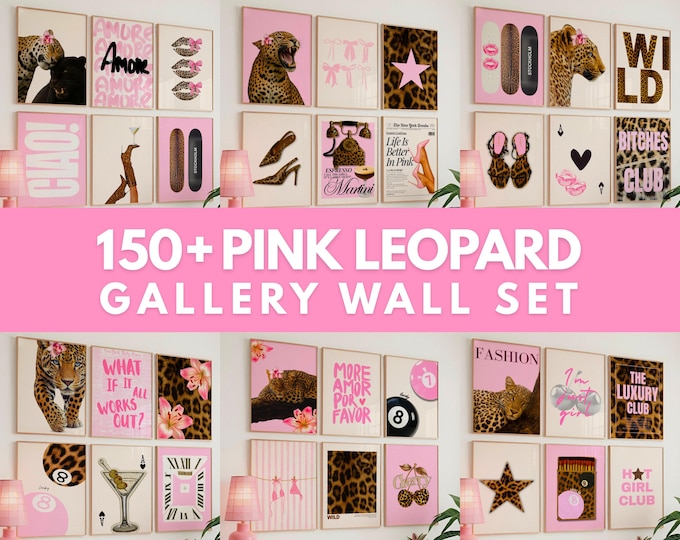 150+ Pink Leopard Gallery Wall Art Set | Coquette Cheetah…