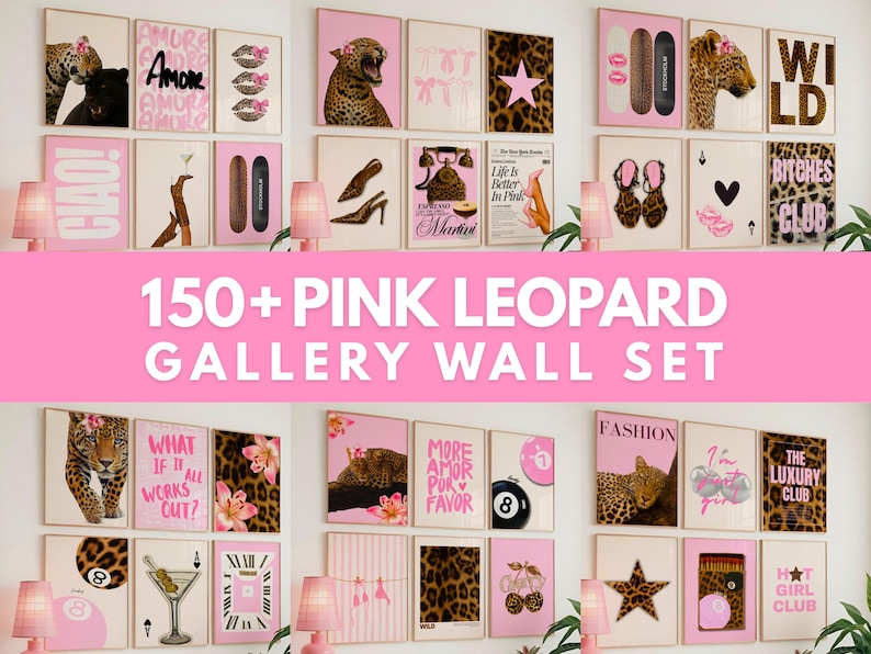 150+ Pink Leopard Gallery Wall Art Set
