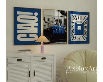 Navy Blue Set of 6 Trendy Gallery Wall Art, Aesthetic Chic Apartment Decor, Trendy Leopard, Fashion Collage Print, Stylish Y2K Wall Art, image 4