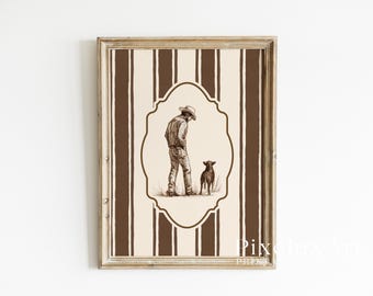 Cowboy and Dog Wall Art | Rustic Western Print | Country Farmhouse Decor | Neutral Printable Poster, image 3
