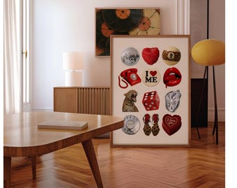 Retro Disco Collage Print: Red Leopard, Y2K Dorm Decor (Digital Download), image 4