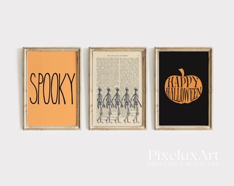 Halloween Wall Art Set of 6 – Vintage Witch, Ghost, Pumpkin & Skeleton Prints | Spooky Gothic Dark Academia Rustic Fall Decor Bundle, image 4