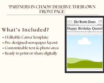 Custom Birthday Newspaper Gift for Best Friend, DIY BFF Newspaper Template, Personalize Printable Birthday Newspaper, Newspaper for Bff Gift, image 4