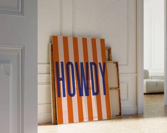 Set of 3 Howdy Prints, Striped Howdy Wall Art, Western Typography Poster Set, Retro Cowboy Decor, Colorful Country Wall Art, Western Prints, image 4