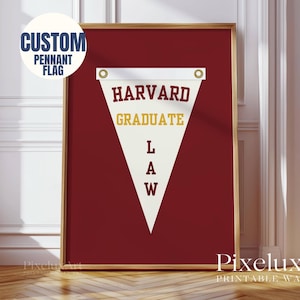 Custom Graduation Pennant Flag | Vintage Custom Pennant Flag, Trend Dorm Room Decor, Printable Senior Gift, Retro Collage Wall Art for Gift