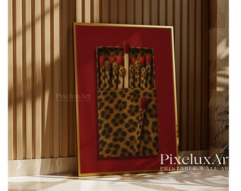 Leopard Matchbox Wall Art • Vintage Matchbox Print, Retro Leopard Decor, Matchbox Wall Art for Eclectic & Bold Home Style, Trendy Dorm Room, image 9