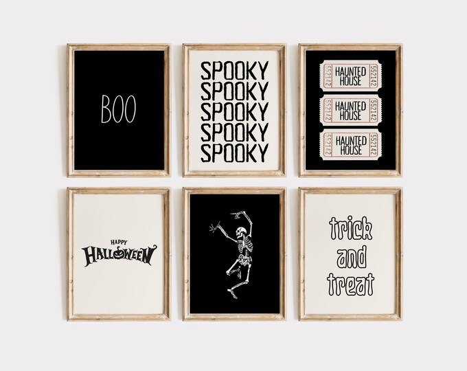 Halloween Wall Art Set of 6 – Spooky Boo, Haunted House…