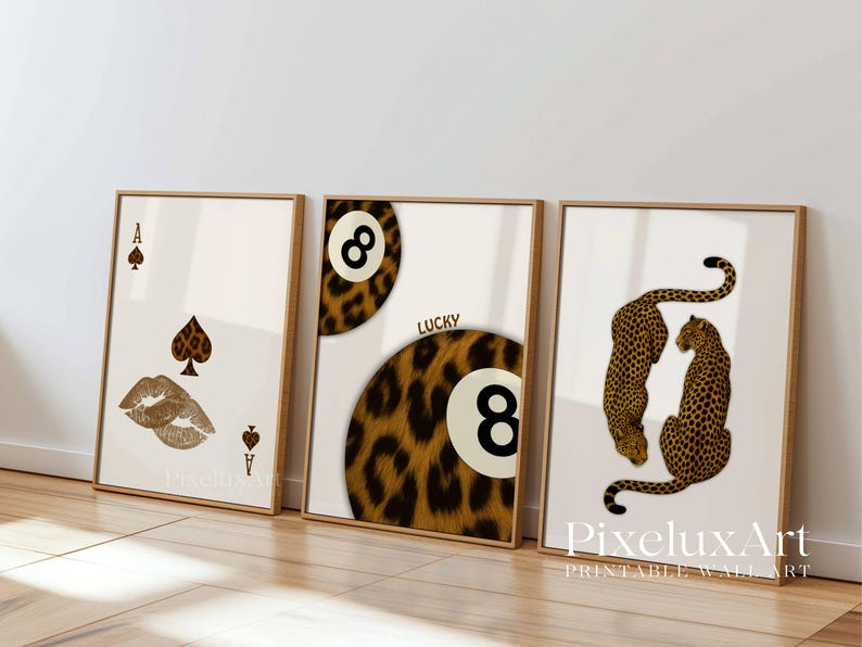 Leopard Retro Wall Art Set • 8 Ball