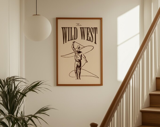 Wild West Cowboy Print – Vintage Western Wall Art, Rustic…