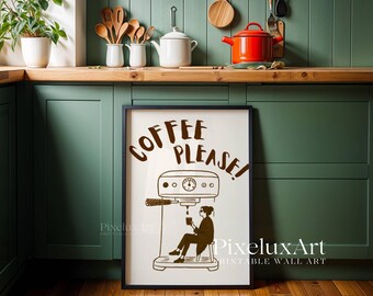 Coffee Please Wall Art, Retro Coffee Poster, Coffee Cart Print, Coffee Station Decor, Coffee Lover Art, Coffee Bar Print, Coffee Vibe Art, image 7