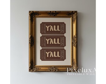 Western Y’all Ticket Wall Art – Vintage Typography Printable, Rustic Country Decor, Southern Retro Poster for Farmhouse Walls, image 4