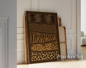 Leopard Pattern Wall Art, Safari Animal Print Decor, Cheetah Tiger Giraffe Pattern Poster, Retro Y2K Fashion Jungle Home Wall Decor, image 4