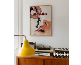 Man Eater Art Print, Surreal Wall Art, Dark Feminine Decor, Retro Magazine Art, It Girl Aesthetic Poster, Trendy Feminist Wall Print, image 3