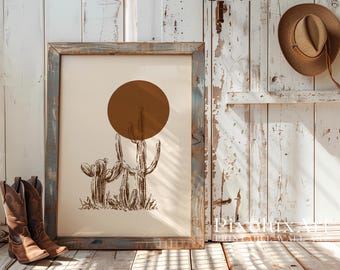 Cactus Wall Art | Western Desert Print | Minimal Boho Decor | Rustic Farmhouse Printable | Southwestern Wall Art Poster, image 3