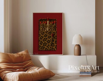 Leopard Matchbox Wall Art • Vintage Matchbox Print, Retro Leopard Decor, Matchbox Wall Art for Eclectic & Bold Home Style, Trendy Dorm Room, image 5