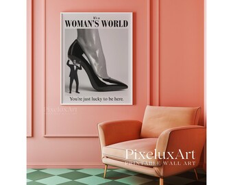 Retro Woman's World Print, Feminist Wall Art, Girly Dorm Room Decor, Trendy Wall Art, Aesthetic Bedroom Apartment Decor, Retro Art Print, image 7