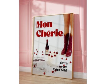 Cherry Cake Poster: Retro Mon Chérie Print for Girly Room (Digital Download, image 7