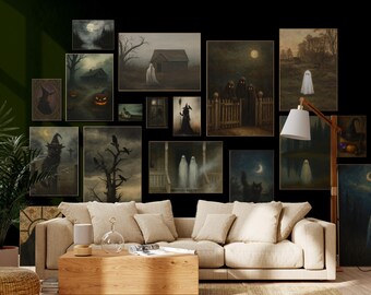 Moody Gothic Halloween Wall Art Bundle Set | Vintage Ghost Prints, Dark Aesthetic Gallery Wall Decor, Gothic Halloween Gallery Posters, image 3