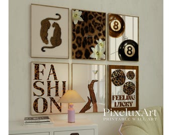 60+ Retro Neutral Leopard Wall Art Set – Printable Leopard Gallery, Y2K Fashion Decor, Leopard Print, Aesthetic Dorm & Apartment Decor, image 8