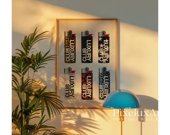 Retro Lighter Print, Retro Collage Aesthetic Decor, Girly Dorm Room / Apartment Decor, Trendy Wall Art, Leopard Funky Print, Luxury Club Art, image 7