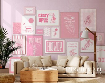 130+ Pink Western Gallery Wall Set – Girly Cowgirl Wall Art, Girly Cowgirl Wall Art, Retro Rodeo Aesthetic Decor, image 3