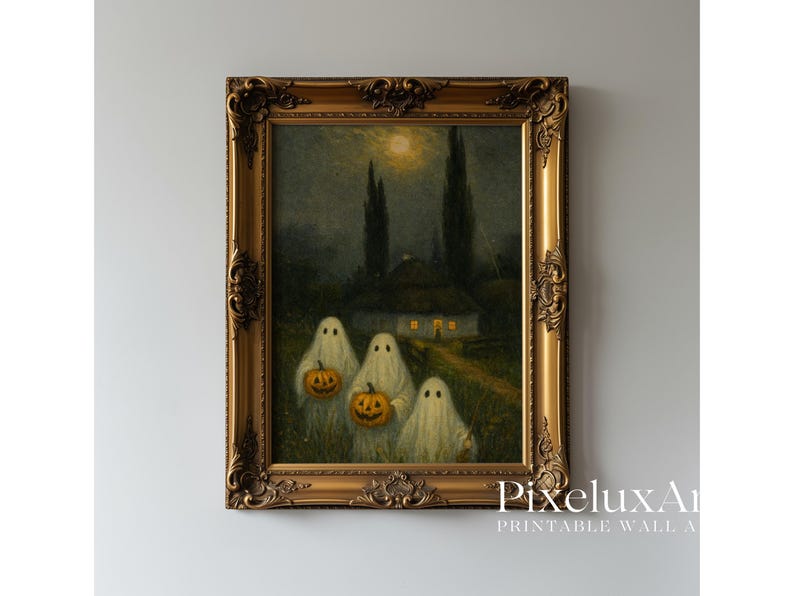 Ghosts with Pumpkins Wall Art