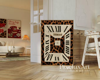 Luxury Club Leopard Poster, Retro Collage Wall Art, Fashion Print, Aesthetic Vintage Print for Girly Apartment Decor, Preppy Room Style, image 3