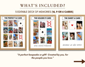Set of 3 Custom Playing Card Collage Template - Custom Photo Collage Print, Playing Card Print, DIY Canca Template, Best Friend Gift Idea, image 3