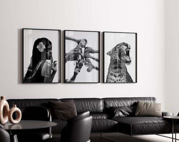 Stockholm Style Wall Art Set, Black and White Fashion…