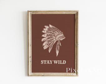 Stay Wild Western Wall Art, Cowboy Rustic Decor, Country Home Print, Ranch Style Poster, Wild West Artwork, Boho Western Room Decor, image 4