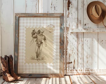 Cowboy Wall Art Print | Western Rustic Home Decor | Country Farmhouse Poster | Rodeo Wall Print | Vintage Cowboy Illustration, image 3