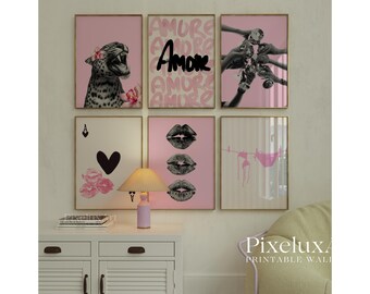 Pink Aesthetic Wall Art Set - Stockholm Fashion Wall Art, Leopard Print Decor, Preppy Gallery Wall for Bedroom, Glam Girl Room Printable Art, image 5
