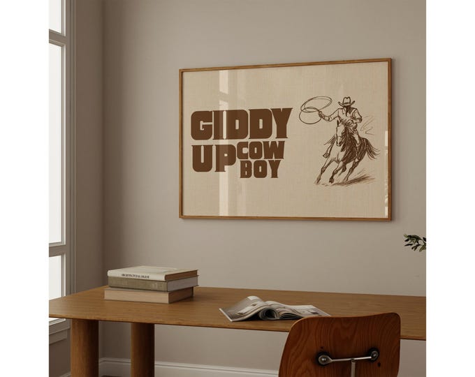 Giddy Up Cowboy Poster, Western Wall Art, Wild West Print…