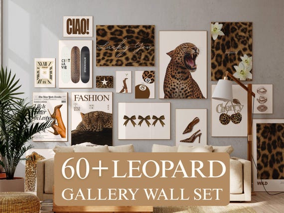 60+ Retro Neutral Leopard Wall Art Set
