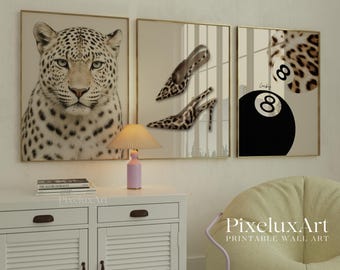 Retro Neutral Leopard Wall Art Set – 6 Trendy Leopard Posters, Y2K Fashion Decor, Trendy Leopard Print, Aesthetic Dorm & Apartment Decor, image 3
