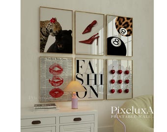 Stockholm Style Gallery Leopard Fashion Poster Set – 6 Trendy Posters, Y2K Fashion Decor, Aesthetic Leopard Print, Apartment, image 1