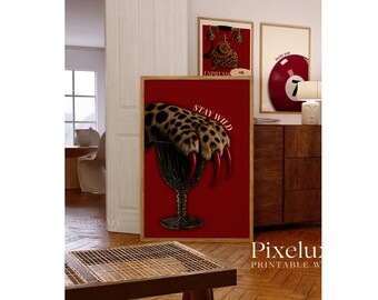 Set of 6 Leopard Wall Art Set, Cheetah Prints, Y2K Wall Art, Trendy Leopard Prints, Aesthetic Dorm & Chic Apartment Decor, Funky Art Prints, image 6