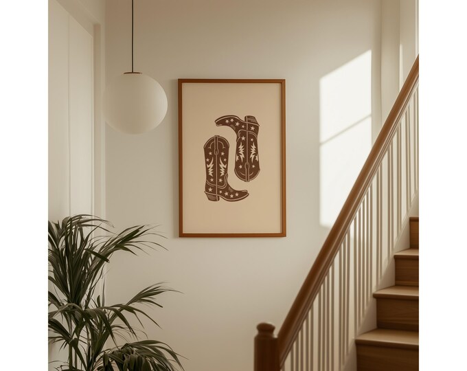 Western Boots Wall Art, Rustic Country Decor, Ranch Style…