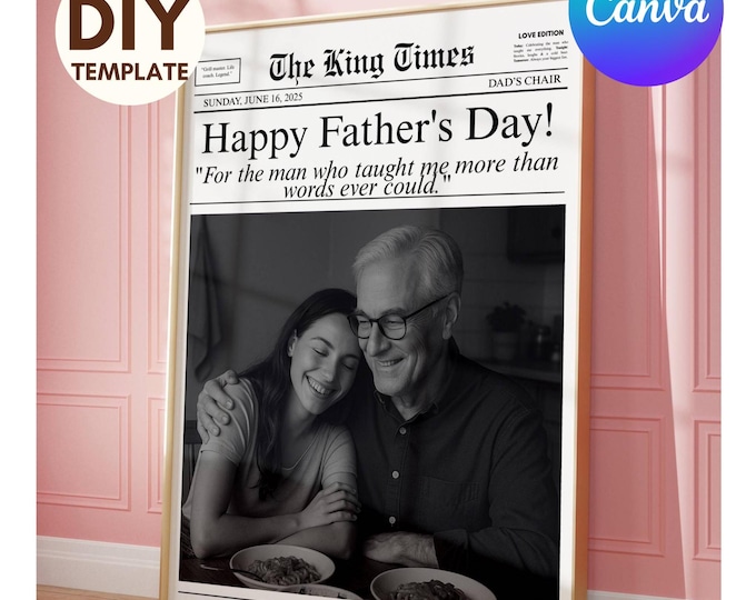 Editable Father’s Day Newspaper Gift | DIY Newspaper for…