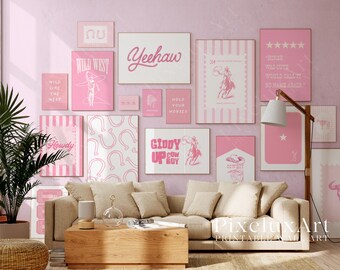 130+ Pink Western Gallery Wall Set – Girly Cowgirl Wall Art, Girly Cowgirl Wall Art, Retro Rodeo Aesthetic Decor, image 6