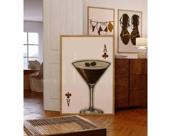 Espresso Martini Art Print, Trendy Martini Print, Cocktail Poster, Bar Cart Poster, Cocktail Print, Aesthetic Espresso Martini Print, image 3
